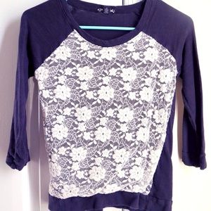 Eye Candy Lace 3/4 Sleeve Shirt